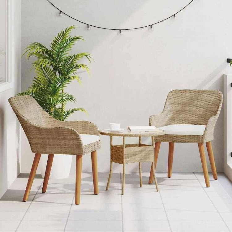 vidaXL ガーデンチェア クッション付き 2 pcs ベージュ 62.5 x 55 x 82 cm ポリラタン 家具 アウトドア家具 屋外椅子 アウトドアベンチチェア 代引不可_2