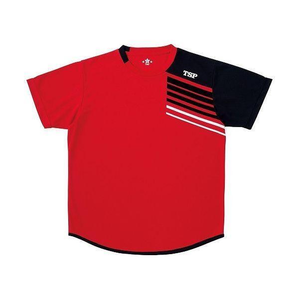 TSP 卓球アパレル プラクティスシャツ TT-190シャツ 033411 カラー レッド サイズ XS