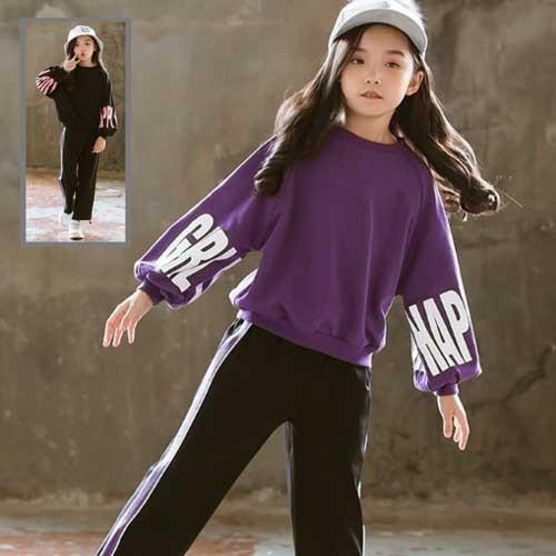 2点セット 長袖 スウェット トレーナー ワイドパンツ パンツ 韓国子供服 キッズ 女の子 綿 ダンスウェア カジュアル 普段着 春 秋 1 130 140 150 160 1912 R D Ninos 通販 Yahoo ショッピング