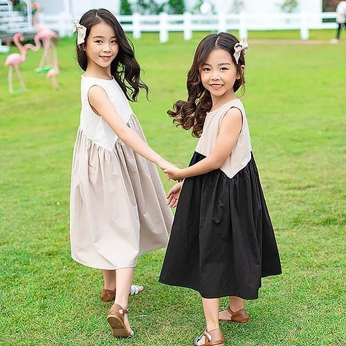 韓国子供服 ノースリーブ ワンピース ロング丈 ハイウエスト キッズ 女の子 カジュアル 無地 ベージュ シロ クロ 子供服 1 130 140 150 160 03 R D Ninos 通販 Yahoo ショッピング