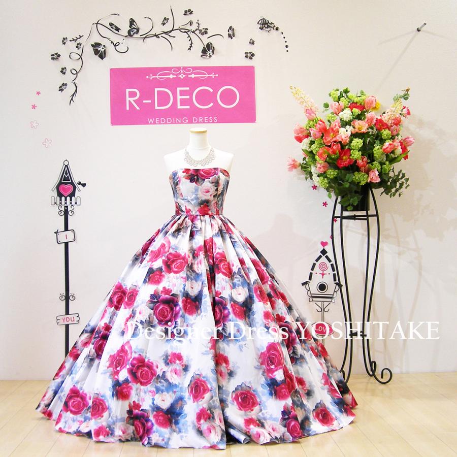 早割クーポン オフホワイト花柄生地のプリセンスラインカラードレス パニエ付 結婚披露宴 演奏会 最先端 Metrorent Com Mx