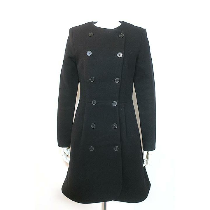 中古】KENZO ケンゾー コート ノーカラーコート ブラック ウール混