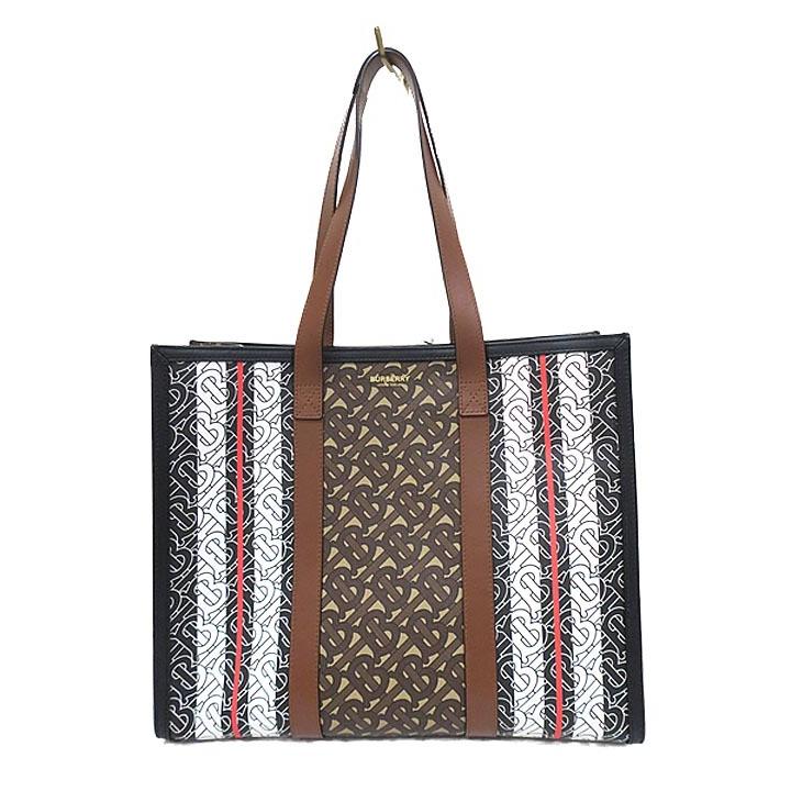 中古】BURBERRY バーバリー 8019383 レザー モノグラム ストライプ  