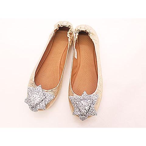 Anya Hindmarch アニヤハインドマーチ 靴 フラットシューズ バレエシューズ ゴールド シルバー Size38 送料無料 G 0377 R Os リサイクルブティックabc 通販 Yahoo ショッピング