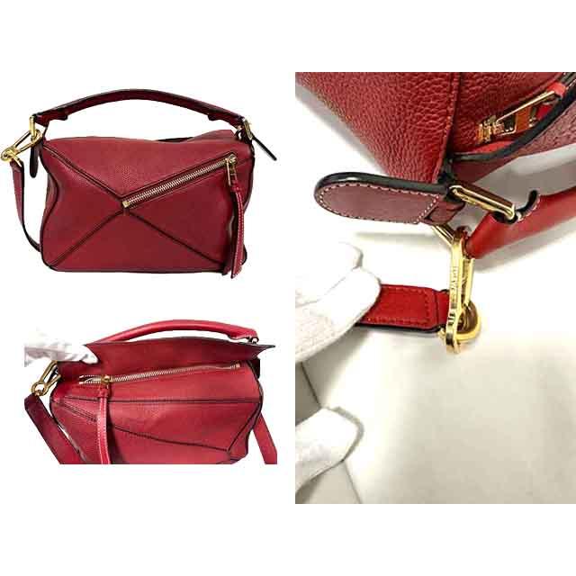 LOEWE 【中古】LOEWE ロエベ パズル スモール ハンドバッグ レッド 