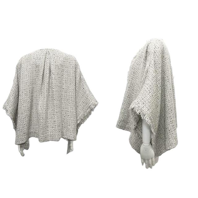美品 ネミカ NEMIKA ニットマント 羽織り グレー ポンチョ Mサイズ