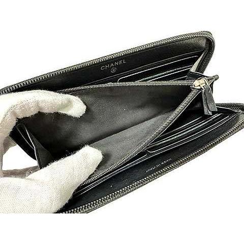 シャネル CHANEL ココマーク ラウンドファスナー レザー A50071 ブラック キャビアスキン 長財布【中古】 CHANEL（シャネル） ココマーク ラウンドファスナー レザー A50071