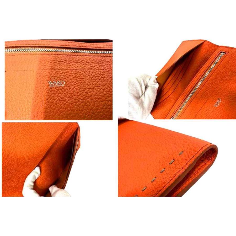 ☆美品☆WAKO 長財布 ラウンドファスナー メッシュ オレンジ レディース ☆美品☆WAKO 長財布 ラウンドファスナー メッシュ オレンジ