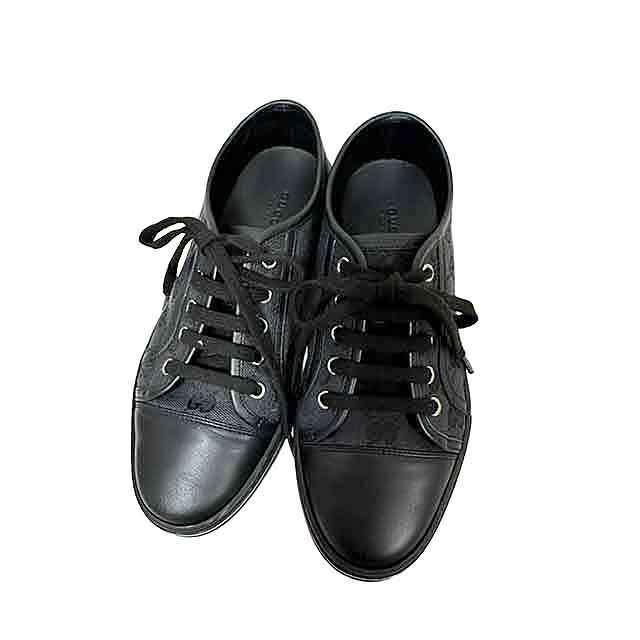 【未使用】グッチ　スニーカー　GGキャンバス　黒　5　24cm　ユニセックス 未使用】グッチ スニーカー GGキャンバス 黒 5 24cm ユニセックス