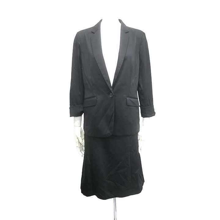 美品　UNTITLED パンツスカートスーツブラック 黒 サイズ2 UNTITLED（アンタイトル） 【中古】UNTITLED スーツ スカートスーツ