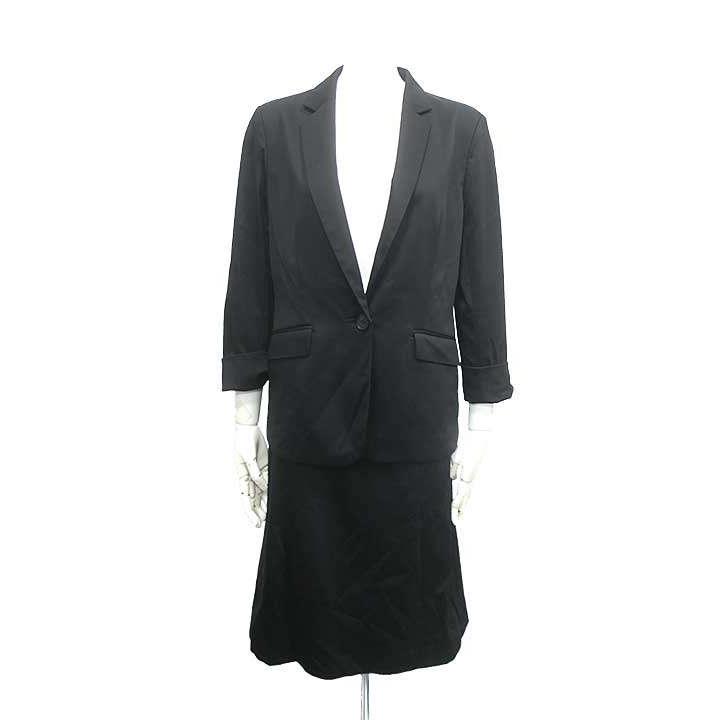 美品　UNTITLED パンツスカートスーツブラック 黒 サイズ2 UNTITLED（アンタイトル） 【中古】UNTITLED スーツ スカートスーツ
