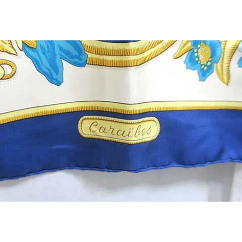 HERMES（エルメス） 【中古】HERMES 小物 カレ90 Caraibes カリブ鳥 花