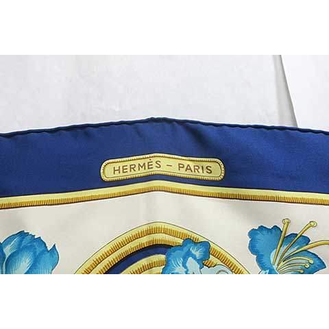 HERMES（エルメス） 【中古】HERMES 小物 カレ90 Caraibes カリブ鳥 花