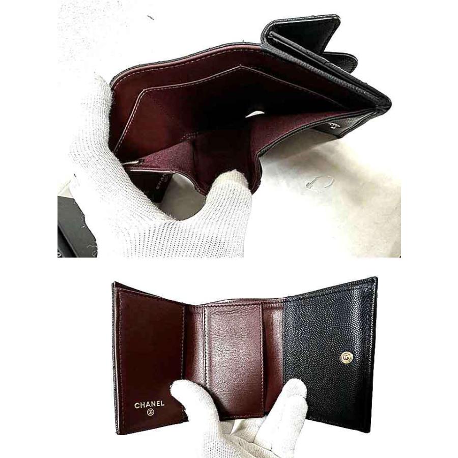 【極美品】CHANEL タイムレスクラシック　三つ折り財布　マトラッセ　黒 CHANEL 【中古】CHANEL シャネル 三つ折り財布 マトラッセ
