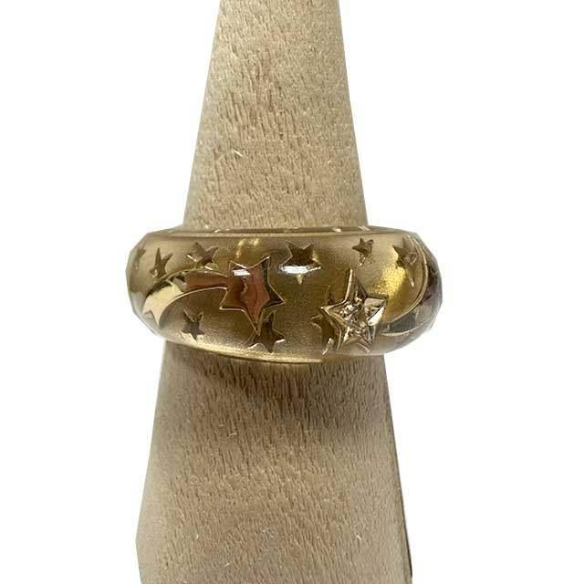 【中古】STAR JEWELRY スタージュエリー アクセサリー 指輪 リング K18 流れ星 ダイヤモンド アクリルリング 0.015ct | STAR JEWELRY