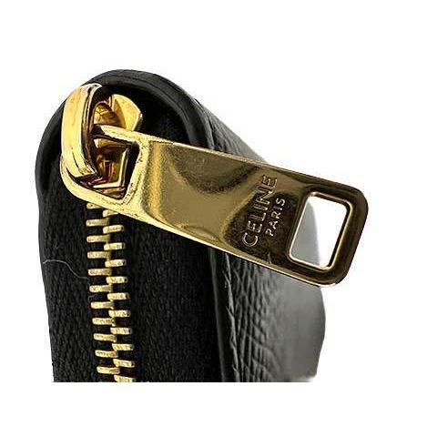 【中古】CELINE　セリーヌ ラウンドファスナー 長財布 ラージ ジップドウォレット ブラック ゴールド金具＿S10＿s-0212-r10 CELINE（セリーヌ） 【中古】CELINE ラウンドファスナー 長財布 ラージ