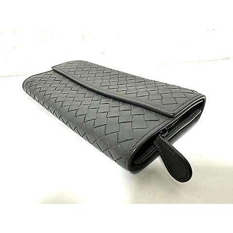 【中古】BOTTEGA VENETA ボッテガ・ヴェネタ 二折長財布 イントレチャートラムレザー チャコールグレー＿S10＿s-0213-r10 中古】BOTTEGA VENETA ボッテガ・ヴェネタ 二折長財布 イントレ