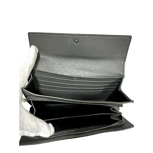 【中古】BOTTEGA VENETA ボッテガ・ヴェネタ 二折長財布 イントレチャートラムレザー チャコールグレー＿S10＿s-0213-r10 中古】BOTTEGA VENETA ボッテガ・ヴェネタ 二折長財布 イントレ