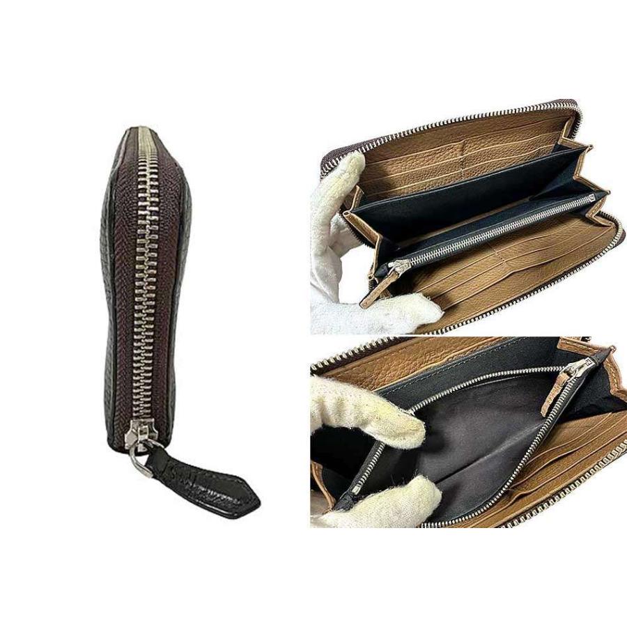 Fendi 長財布 クオイオローマ ペブルドレザー　ラウンドファスナー FENDI（フェンディ） 【中古】FENDI 長財布 ブラウン クオイオローマ