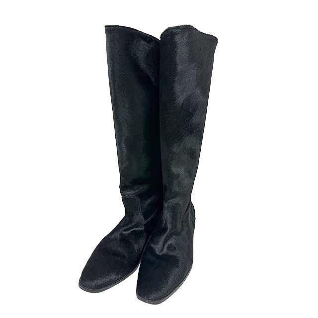 MANOLO BLAHNIK ハラコ　ブラックミュール 新品未使用　35.5 MANOLO BLAHNIK（マノロブラニク） 【中古】MANOLO BLAHNIK 靴 ロング