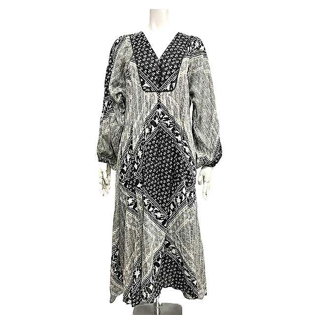 美品】サラマリカ コットンブロックパターンドレス ワンピース マキシ