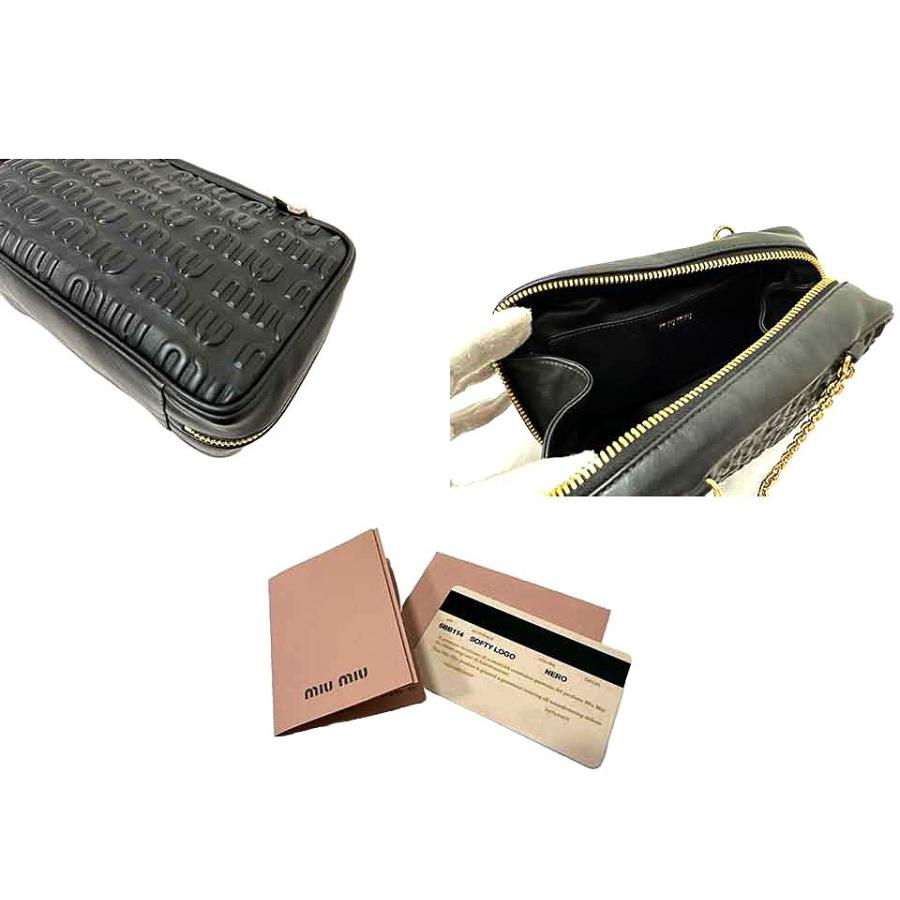 MIUMIU 5BB114 エンボスロゴ チェーンバッグ miu miu（ミュウミュウ） 【中古】MIUMIU バッグ レディース 5BB114