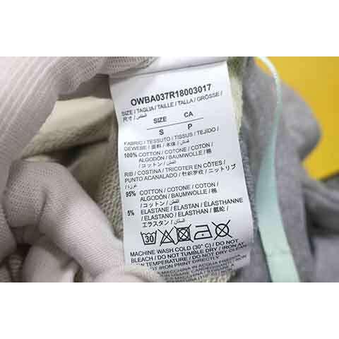【中古】OFF　WHITE　MAIN LABEL　オフホワイトメインレーベル　トップス　トレーナー　ライトグレー　サイズS　長袖＿S23＿s-0314-r23 中古】OFF WHITE MAIN LABEL オフホワイトメインレーベル トップス