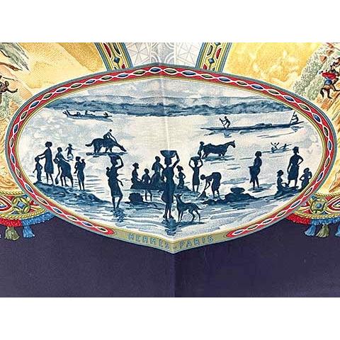 【HERMES】エルメス/カレ90 スカーフ シルク100/プール族の騎手 中古】HERMES エルメス カレ90 スカーフ シルク CAVALIERS PEULS