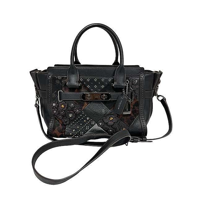 中古】coach コーチ ハンドバッグ 55503 レザー ハラコ ダークブラウン 