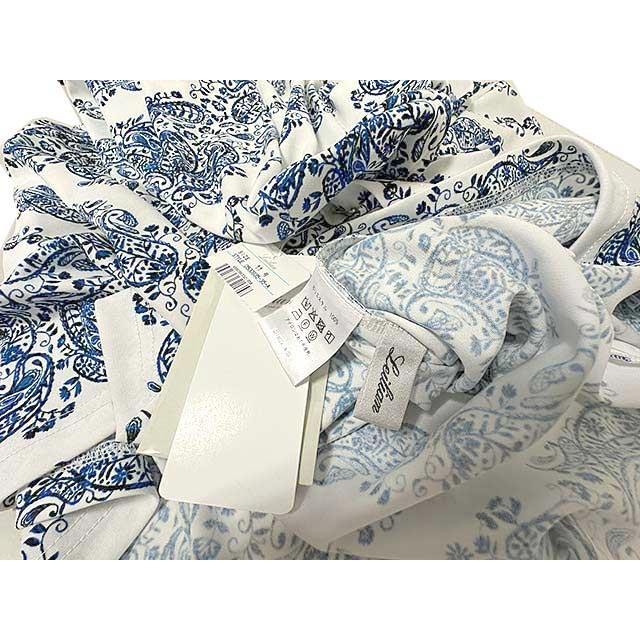 【中古】【美品】Leilian レリアン トップス ブラウス ペイズリー柄 ブルー系 サイズ11 日本製S13＿s-0586-r13 Leilian（レリアン） 【中古】【美品】Leilian トップス ブラウス