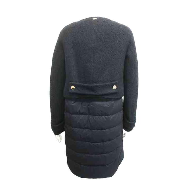 【美品】HERNO ヘルノ ダウンコート 異素材切替 ブラック 38 イタリア製 HERNO（ヘルノ） 【未使用】 【新古品】 ダウンコート ブラック ウール