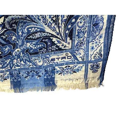 ETRO（エトロ） 【中古】ETRO ストール ブルー ウールシルク 春夏