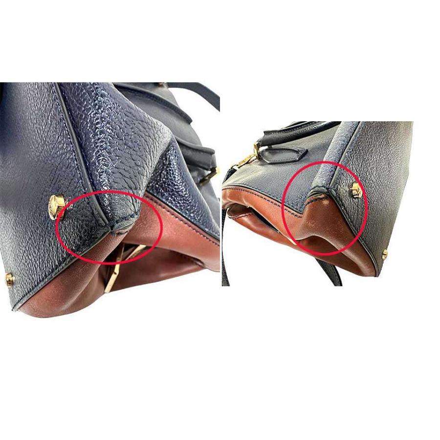 美品　トッズ　ダブルT 2way ハンドバッグ　トートバッグ　レザー　ネイビー TOD'S（トッズ） 【中古】【難あり】TOD'S バッグ 2WAY レディース