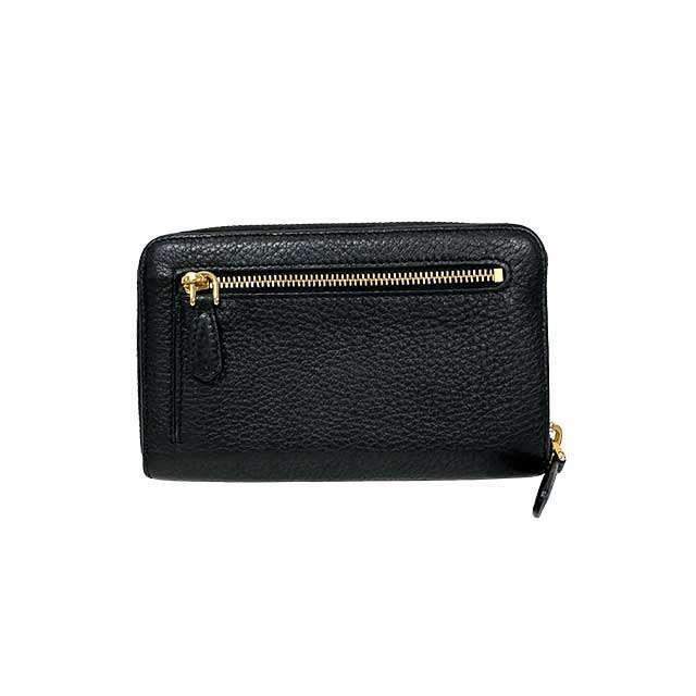 中古】PRADA プラダ 小物 財布 ラウンドファスナー ブラック レザー