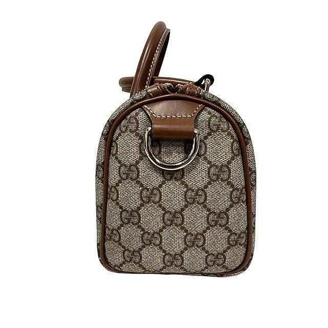 GUCCI ミニ ボストンバッグ GG柄 ブラウン レザー PVC GUCCI（グッチ） 【中古】GUCCI GGスプリーム ミニボストン