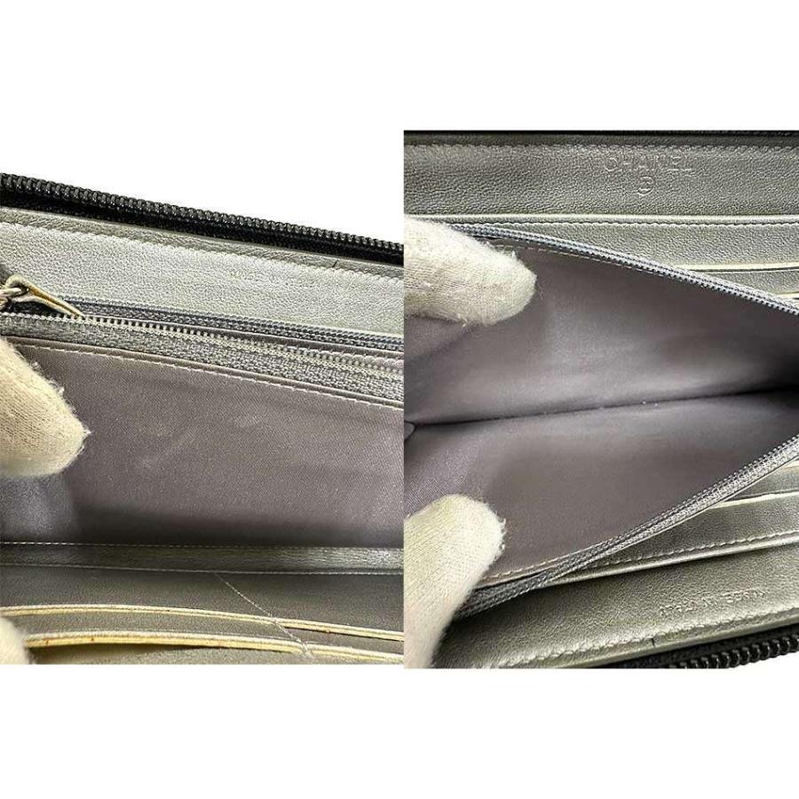中古】シャネル CHANEL ラウンドファスナー長財布 カメリア ココマーク 