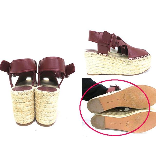 美品　CELINE 厚底ウェッジサンダル　37 CELINE（セリーヌ） 【中古】CELINE 靴 サンダル ウェッジソール 37