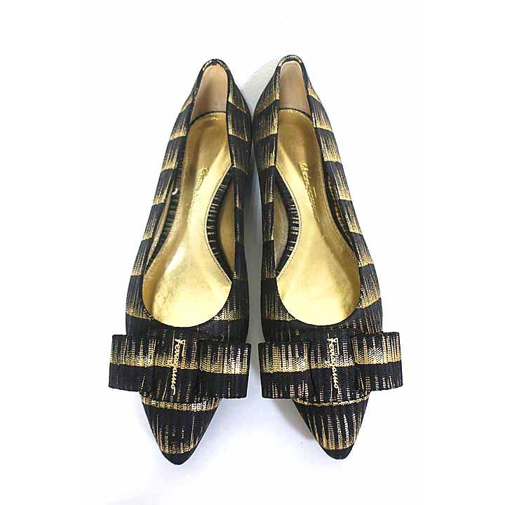 未使用同等品】フェラガモ ガンチーニ ゴールド パンプス ハイヒール