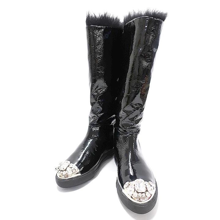 miu miu ミュウミュウ 靴 ブーツ レディース エナメル 23.5cm 24.0cm