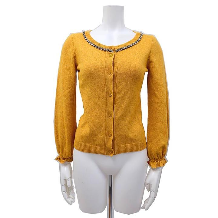 【中古】BOUTIQUE MOSCHINO ブティックモスキーノ トップス レディース カーディガン イエロー ラメ ビジュー サイズS相当