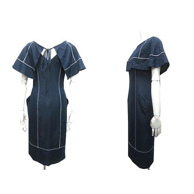 【タグ付き】TAE ASHIDA タエアシダ ジャージーワンピース7 膝丈ブルー タグ付き】TAE ASHIDA タエアシダ ジャージーワンピース7 膝丈ブルー