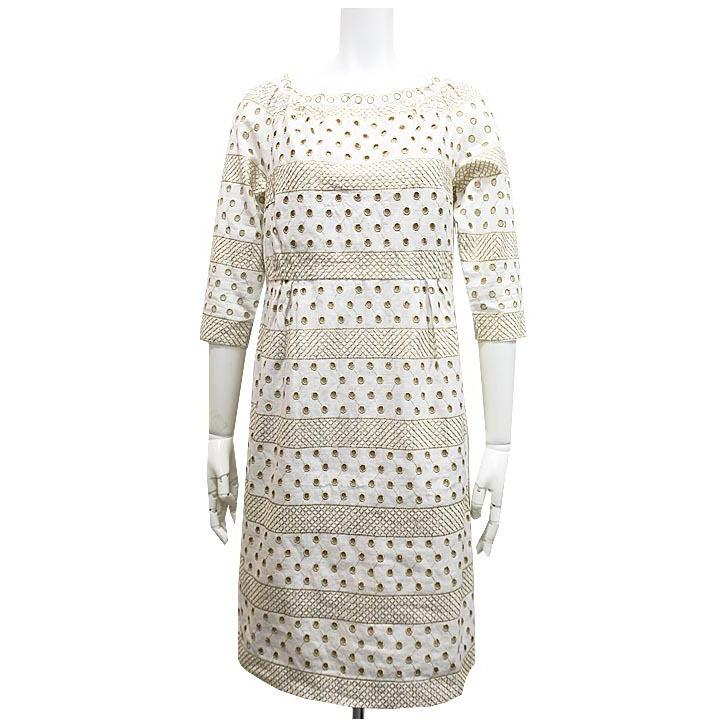 激安店舗 レディ ス ワンピース 49av ジュンコシマダ Shimada Junko 中古 49av ホワイト ベージュ サイズ38 パンチング ワンピース Michiganestateplanning Com