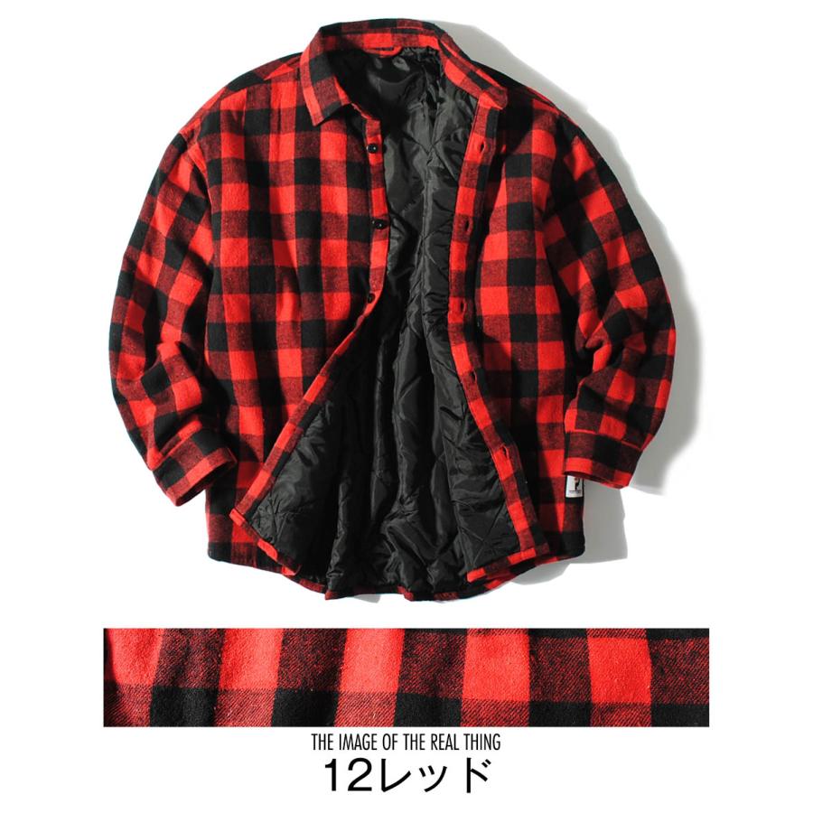 チェックシャツ 中綿キルティング チェックネルシャツ メンズ 大き目