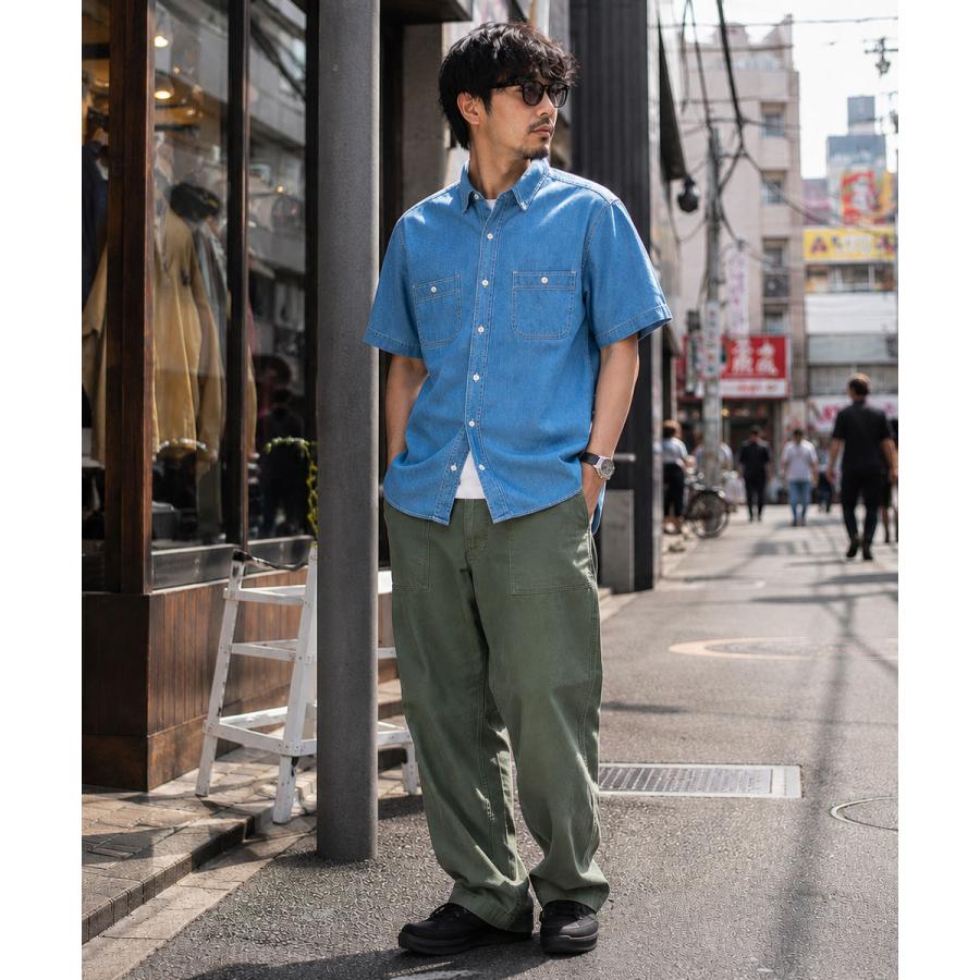 デニムシャツ インディゴ デニムワークシャツ メンズ 5oz 春服 春物 秋