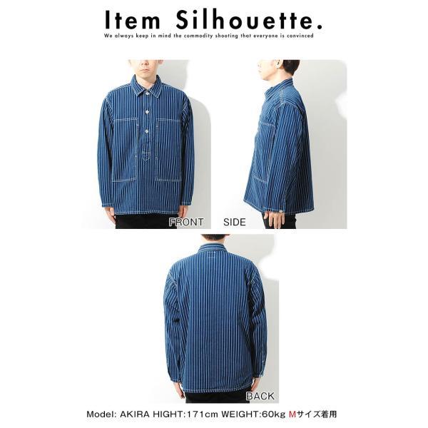 ヒューストン ウォバッシュストライプシャツ プルオーバー 美品 濃紺【XXL】 ヒューストン ウォバッシュストライプシャツ プルオーバー 美品