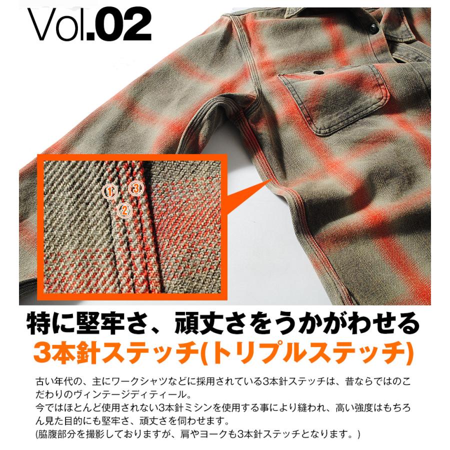 HOUSTON（ヒューストン） チェックシャツ ヴィンテージ加工 オンブレ