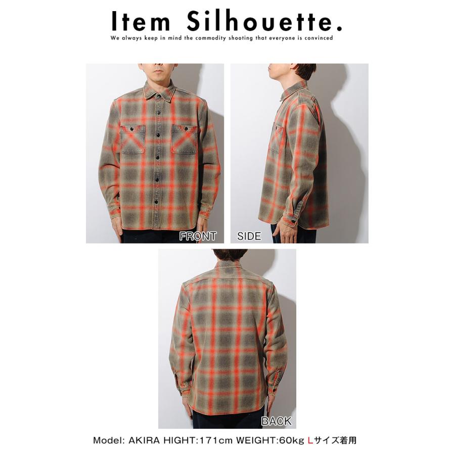 HOUSTON（ヒューストン） チェックシャツ ヴィンテージ加工 オンブレ