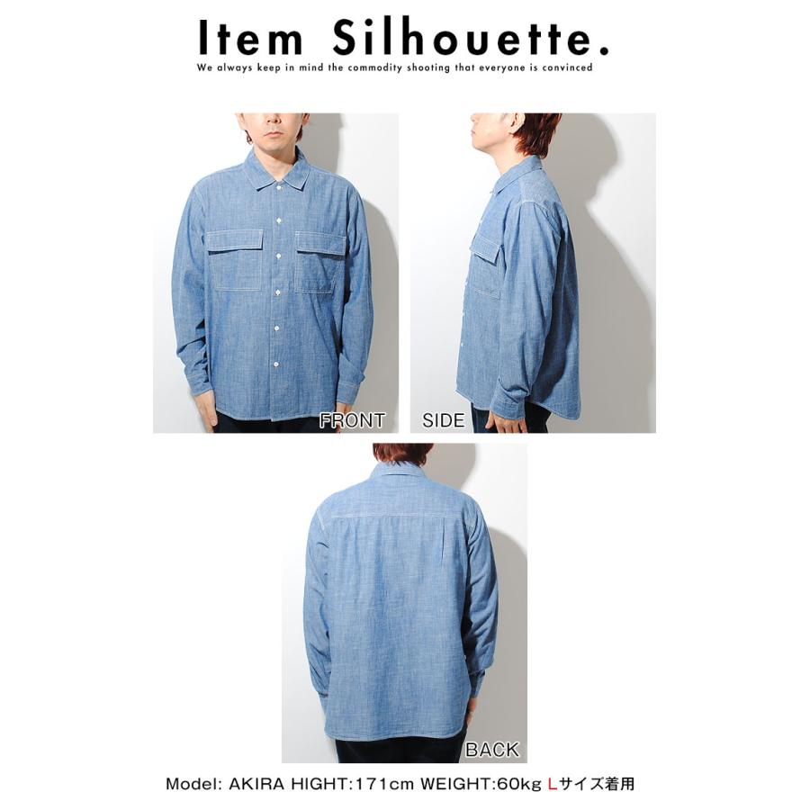 シャンブレーシャツ ワークシャツ 長袖シャツ デニムトップス