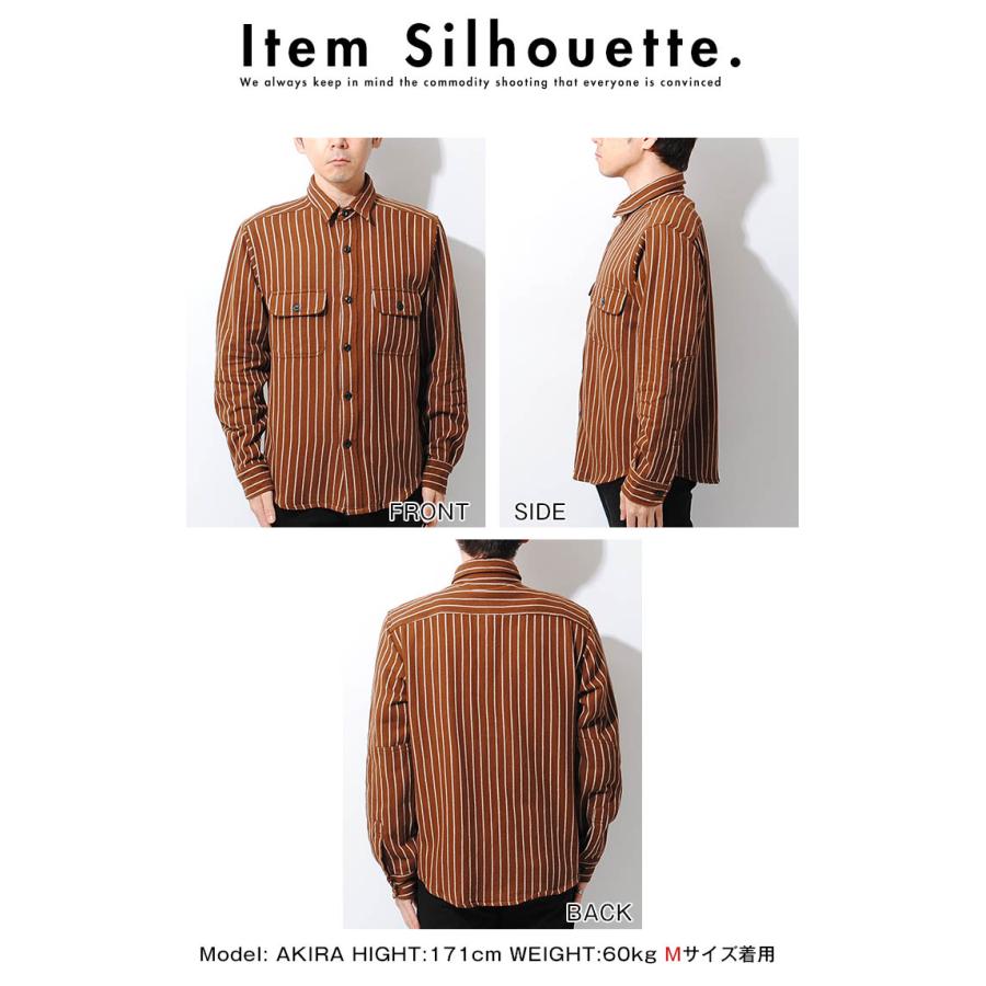 ストライプシャツ メンズ 厚手 ネルシャツ 長袖シャツ 暖かい