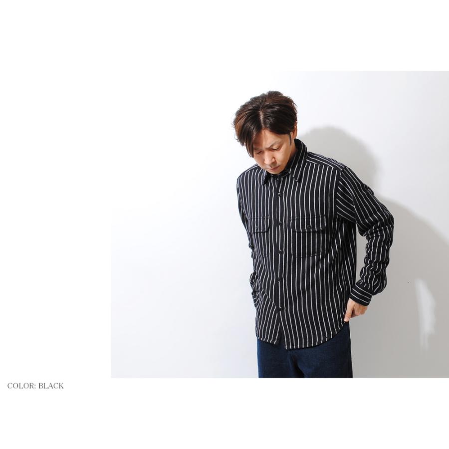 RaPPELER ストライプ長袖シャツ ストライプシャツ メンズ 厚手 ネルシャツ 長袖シャツ 暖かい